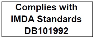 Відповідає вимогам стандартів IMDA DB101992