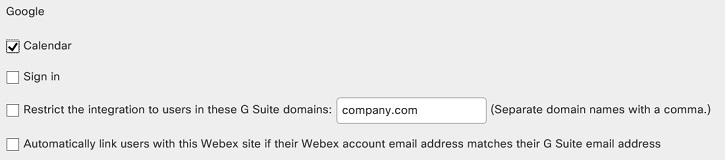 Google Calendar settings in Site Admin