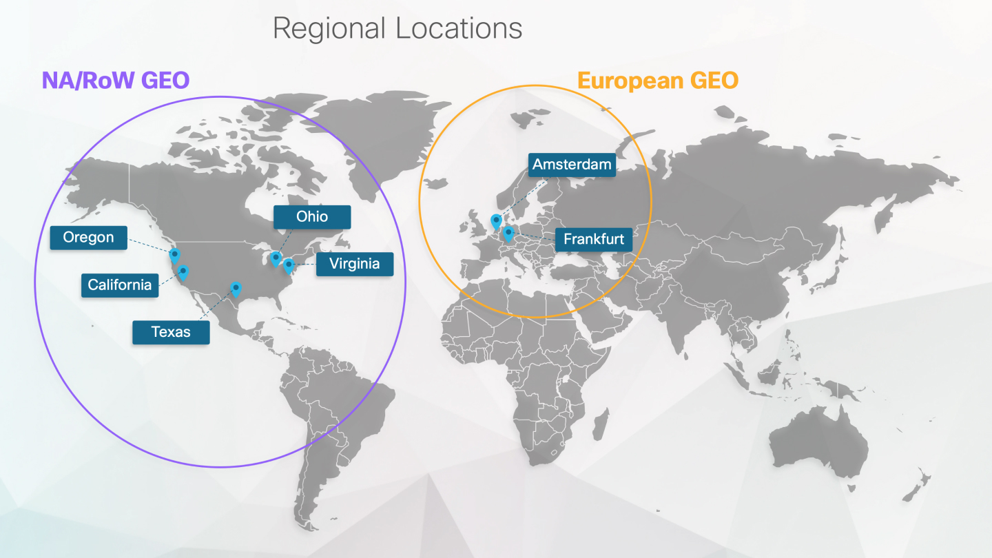 Data residency regional locations.