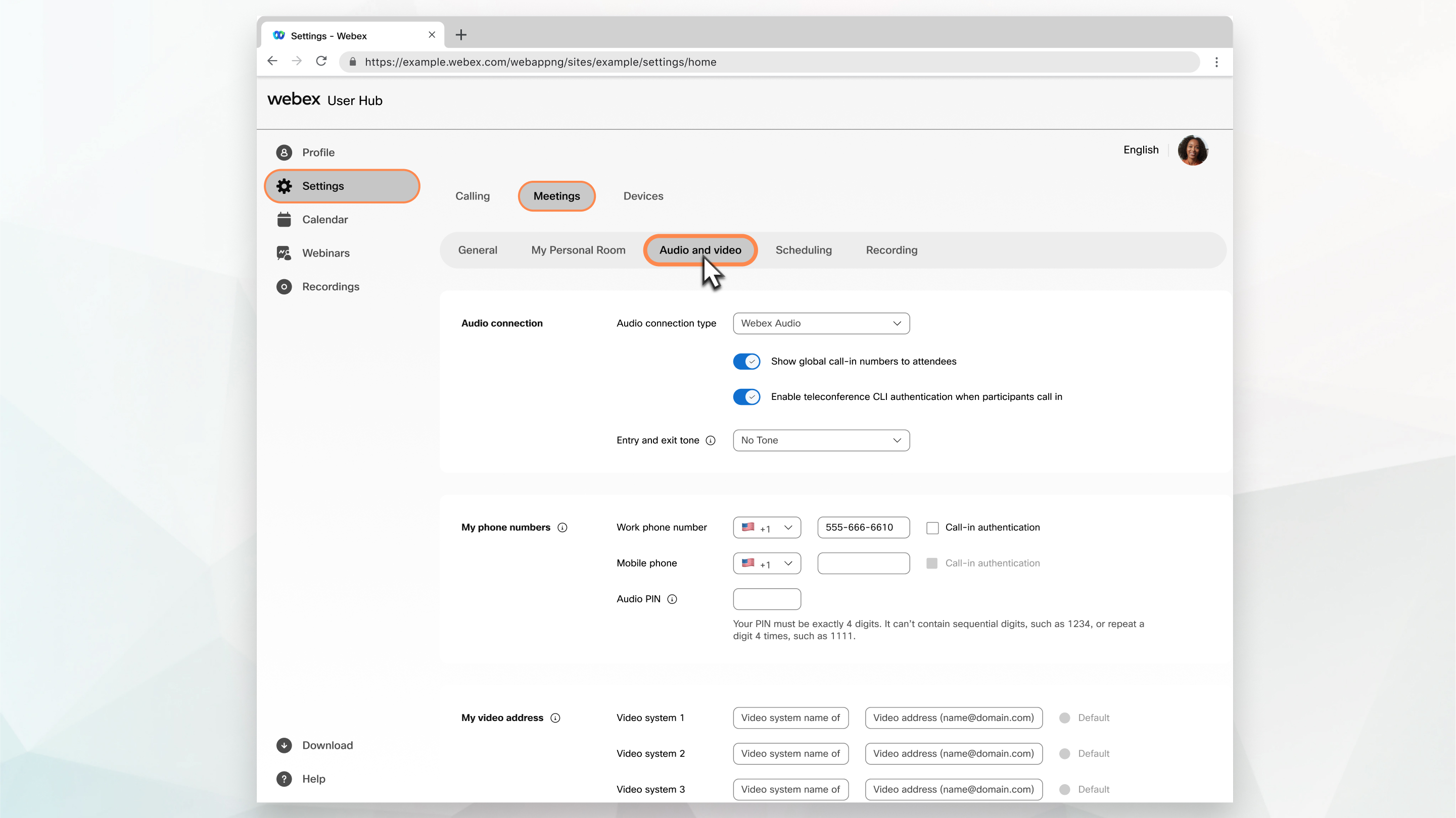 Registerkarte „Audio und Video“