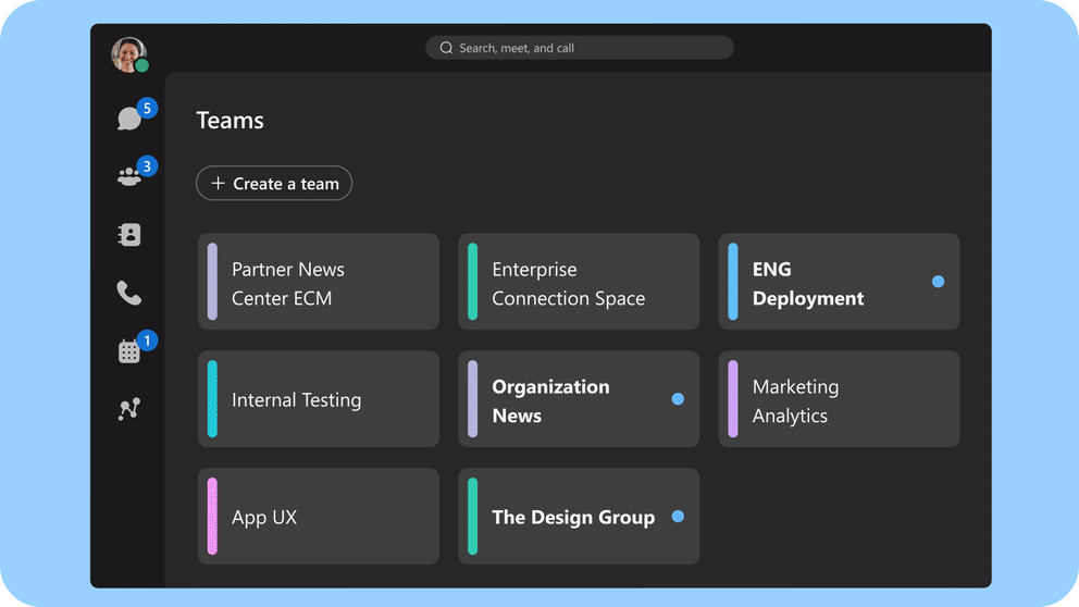 Create a team to help you keep everything organized by categorizing multiple spaces under a common theme.