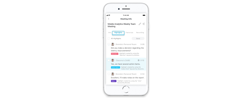 Review meeting highlights on a mobile device.
