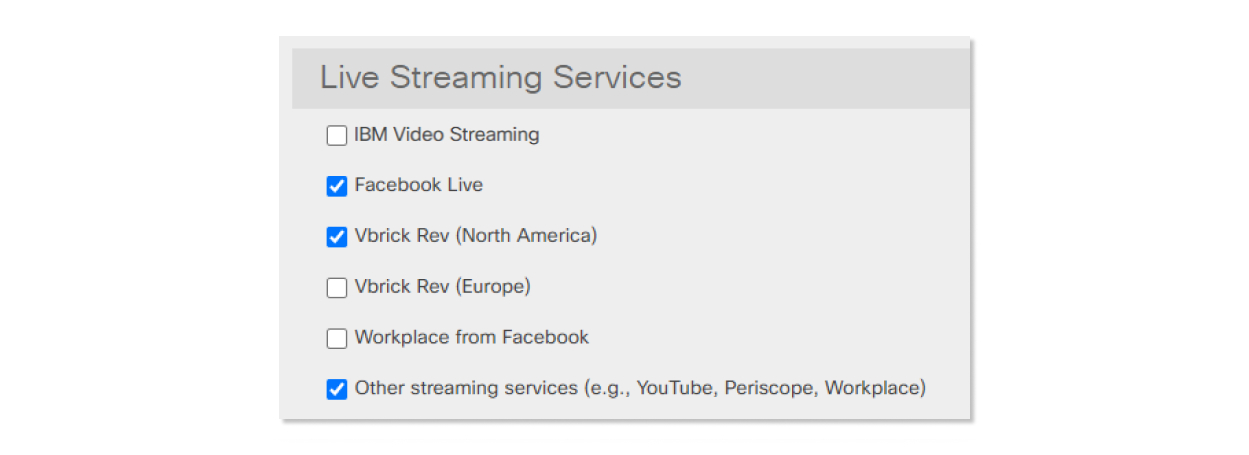 Lista de serviços de transmissão ao vivo