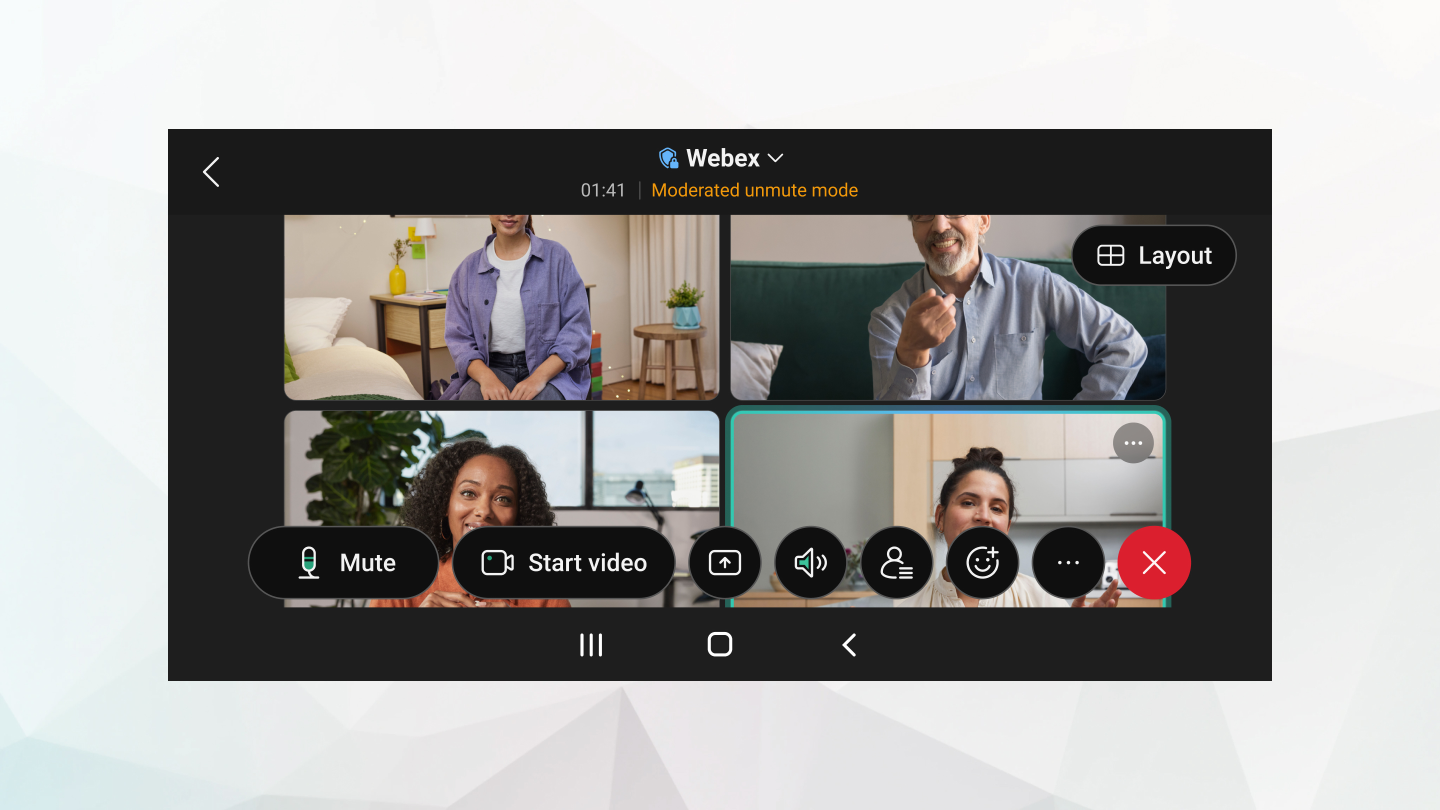 2x2 преглед с мрежа по време на среща на телефон с Android