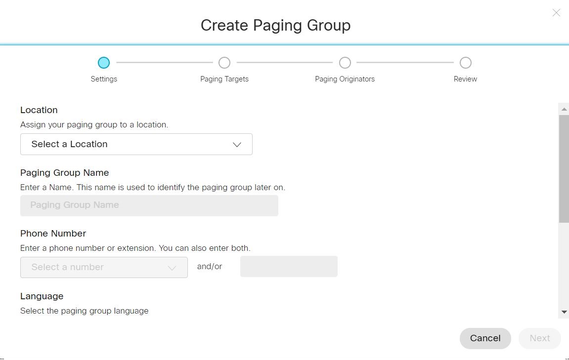 Create paging group