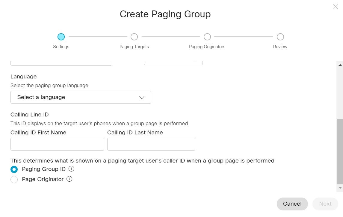 Group paging language selection