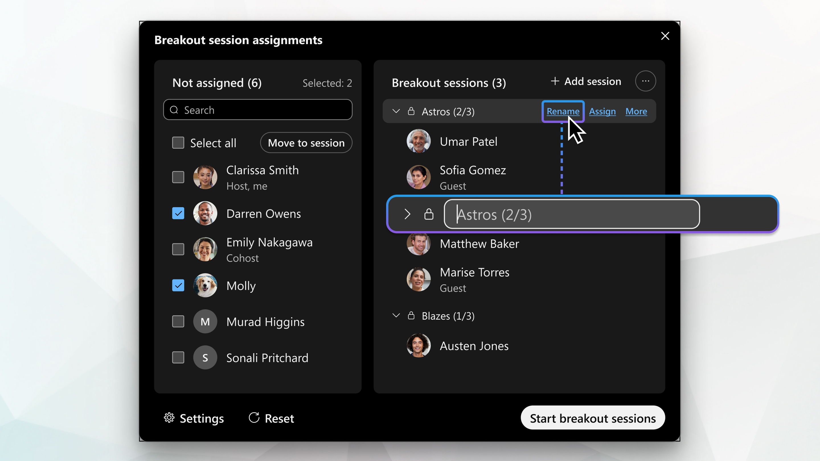 Rename breakout session