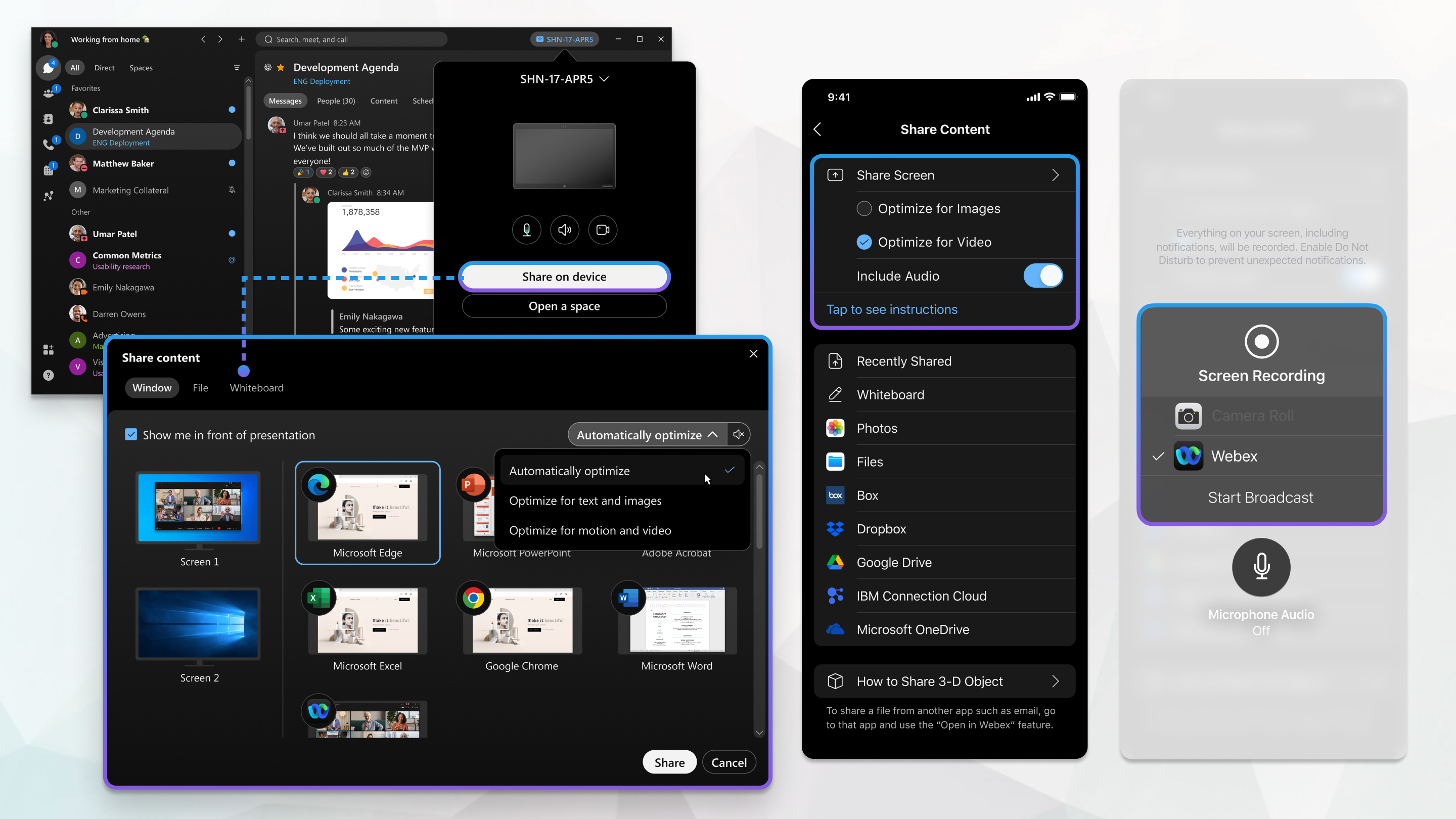 Приложение Webex | Беспроводной совместный доступ к контенту для устройств  Webex