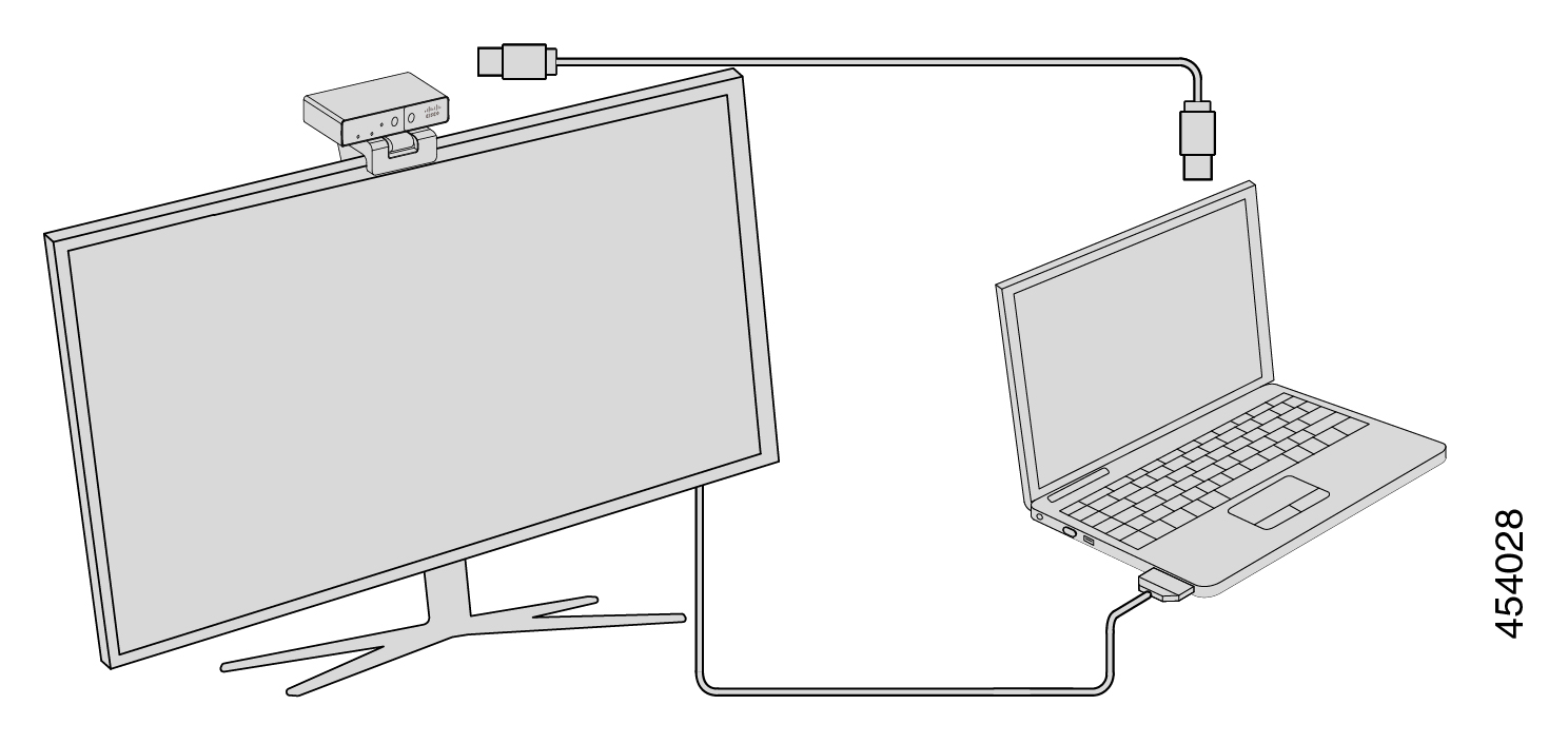 графическое изображение подключения камеры к ноутбуку и монитору.