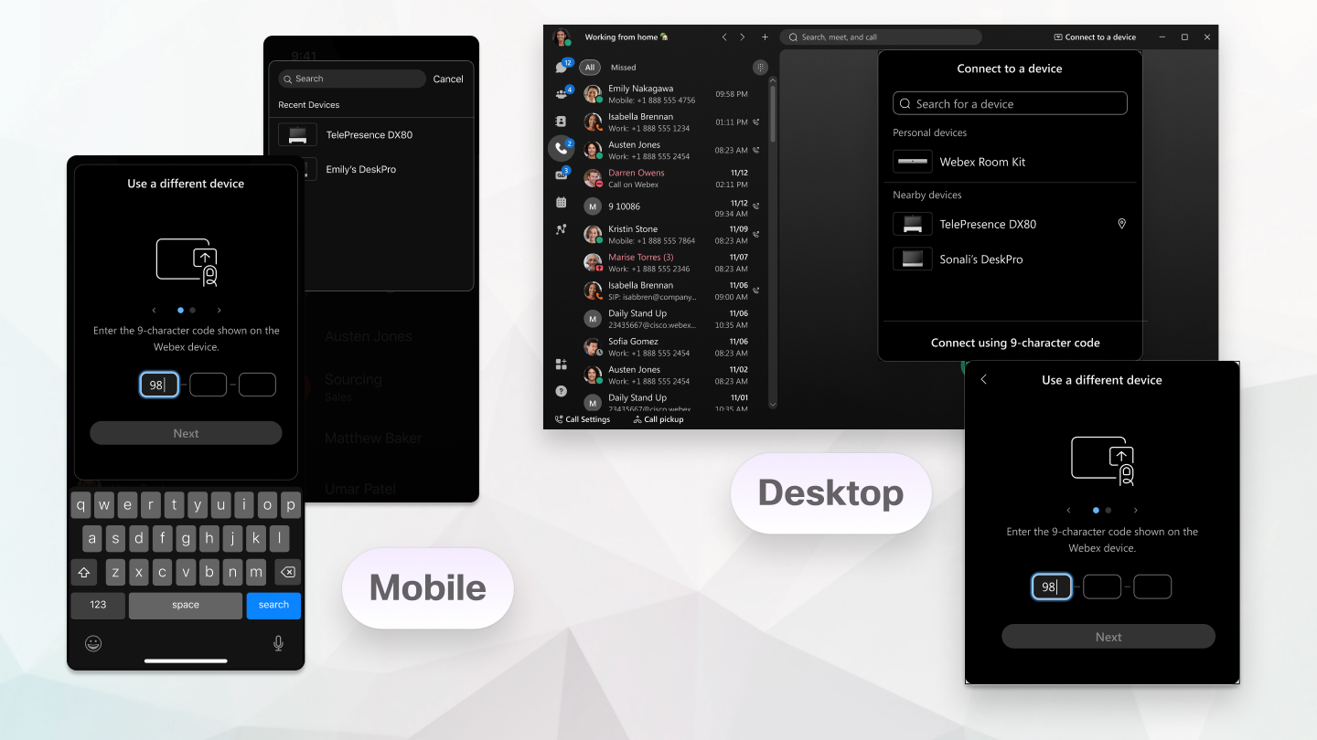 Connect to a device from your desktop or mobile device