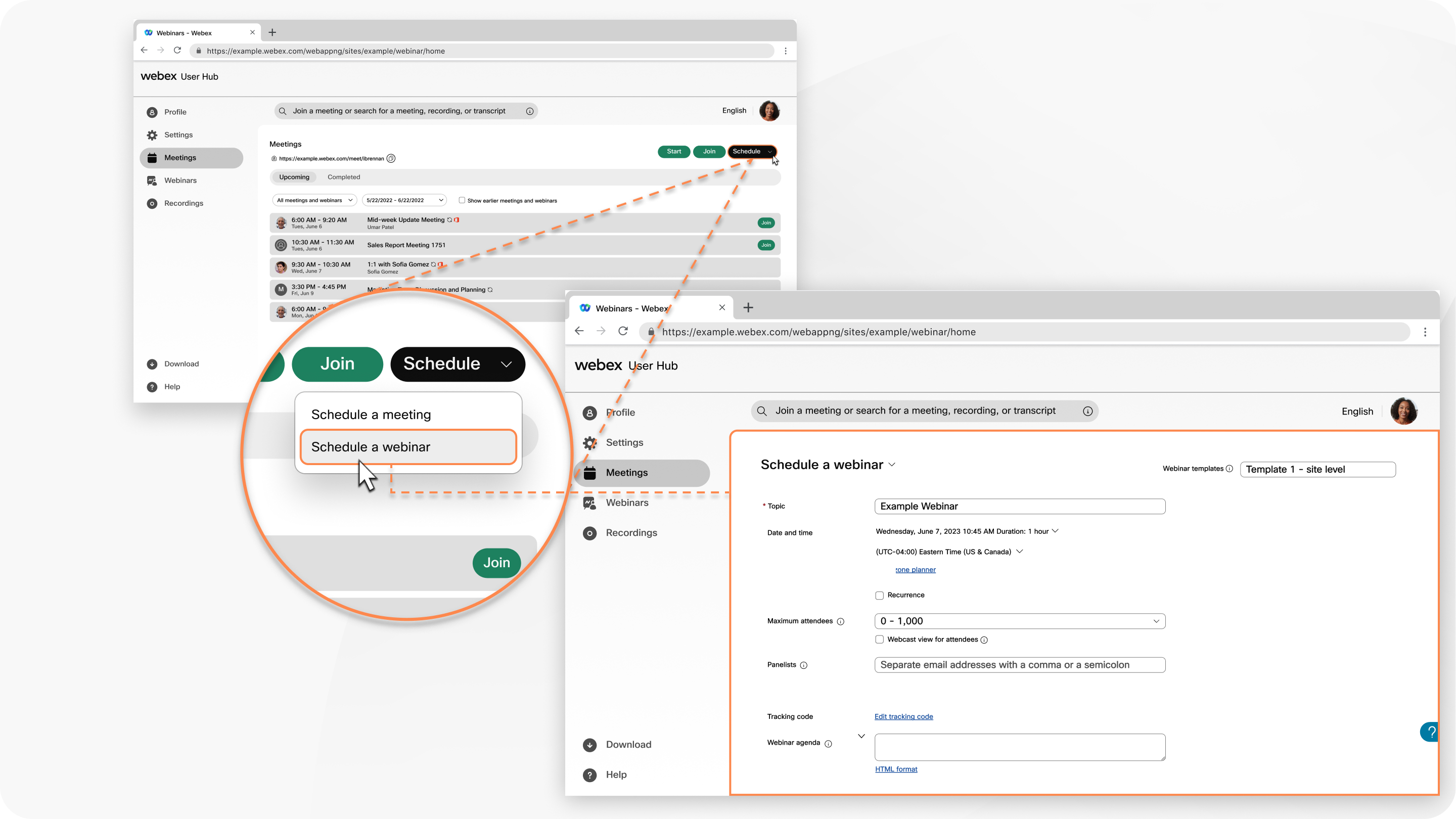 Планирование вебинаров Webex