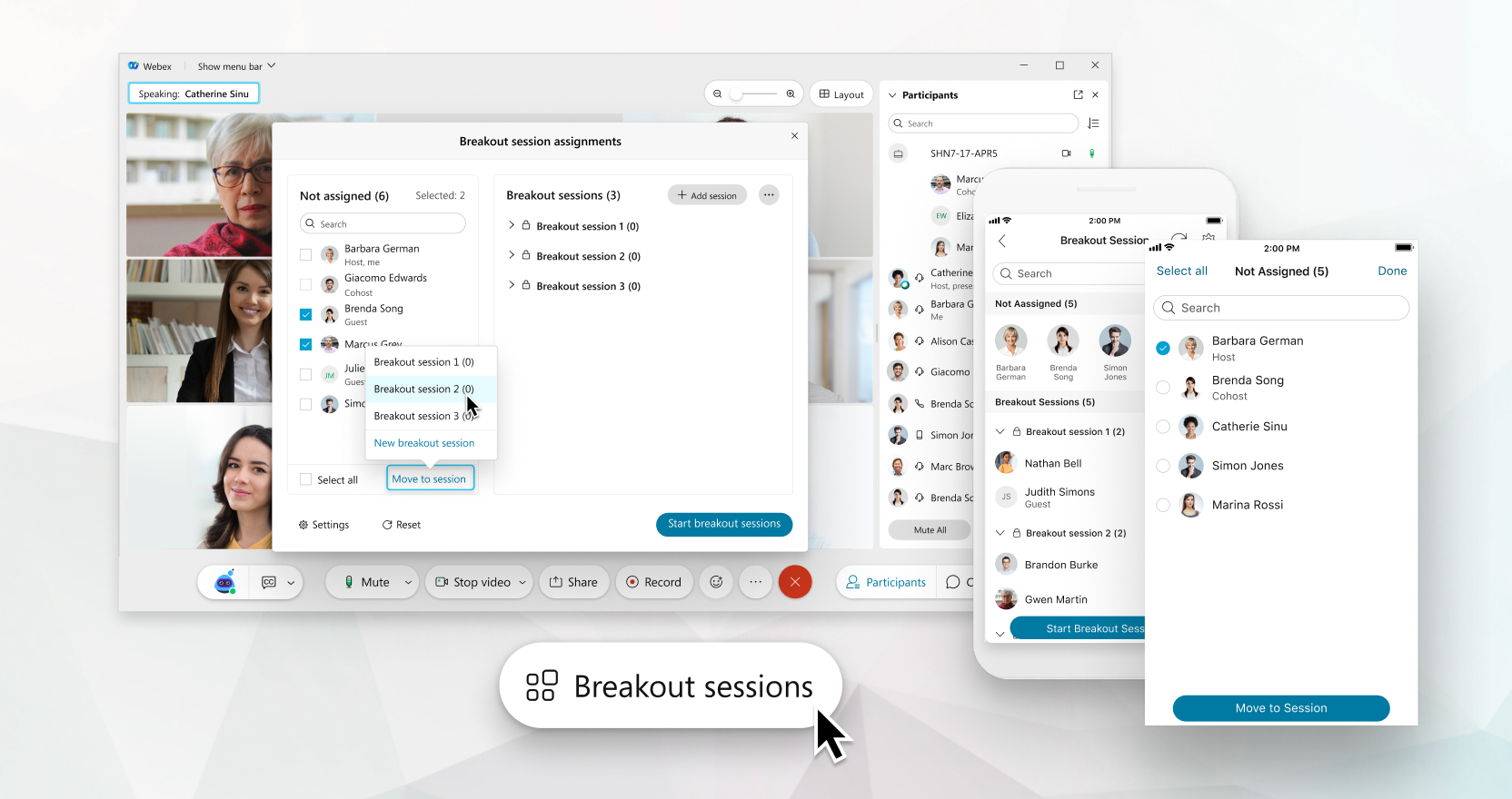 Breakout session assignments for desktop and mobile