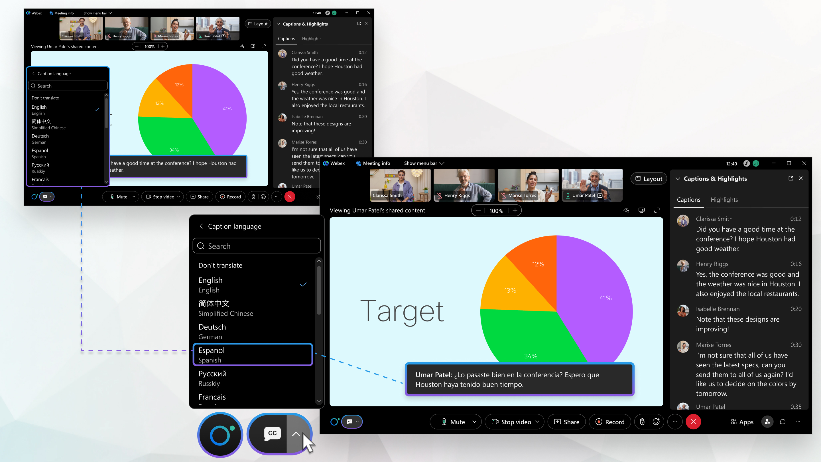 Übersetzung und Transkription in Echtzeit in Meetings und Webinaren