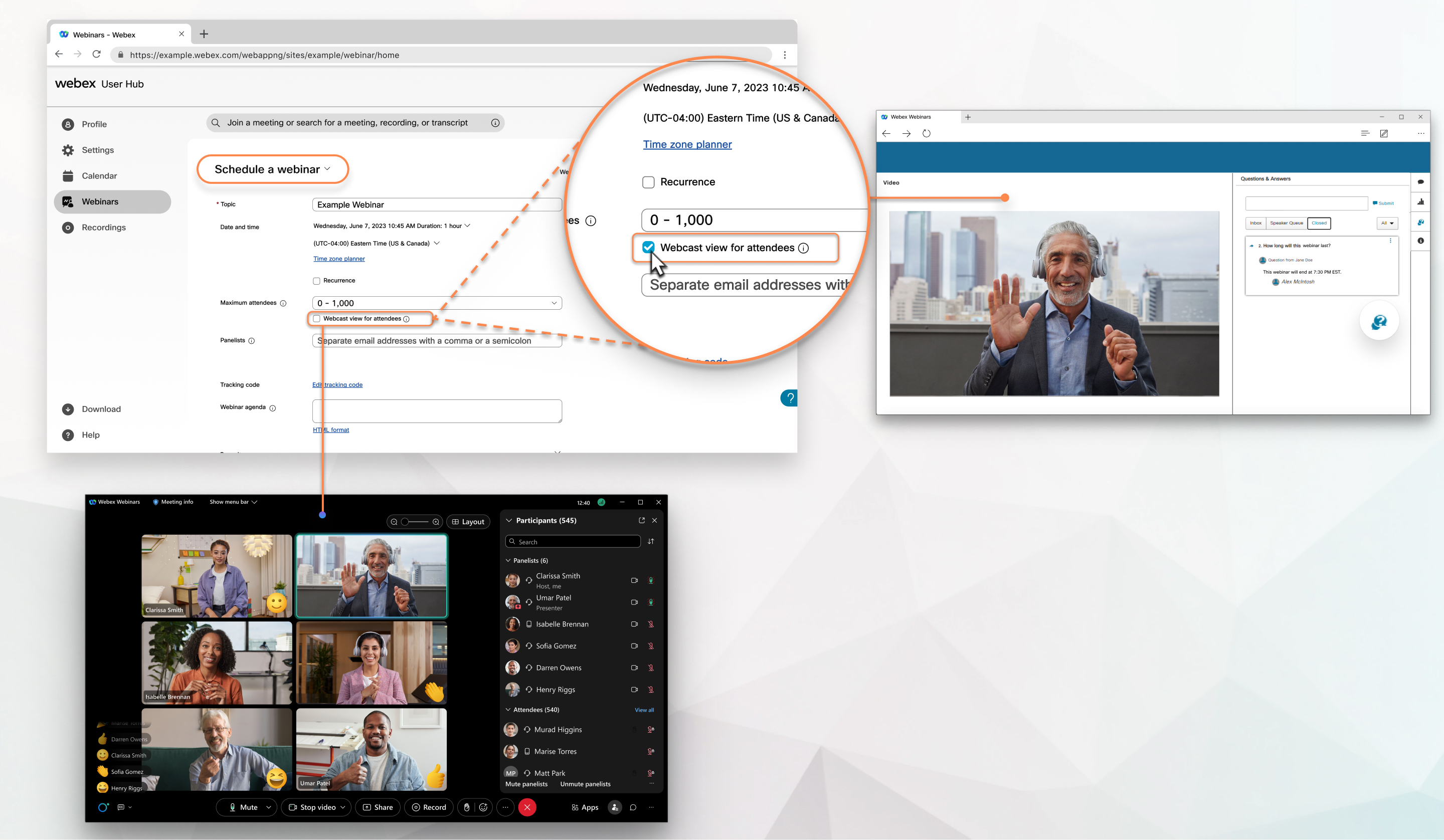 Начало работы c Webex Webinars