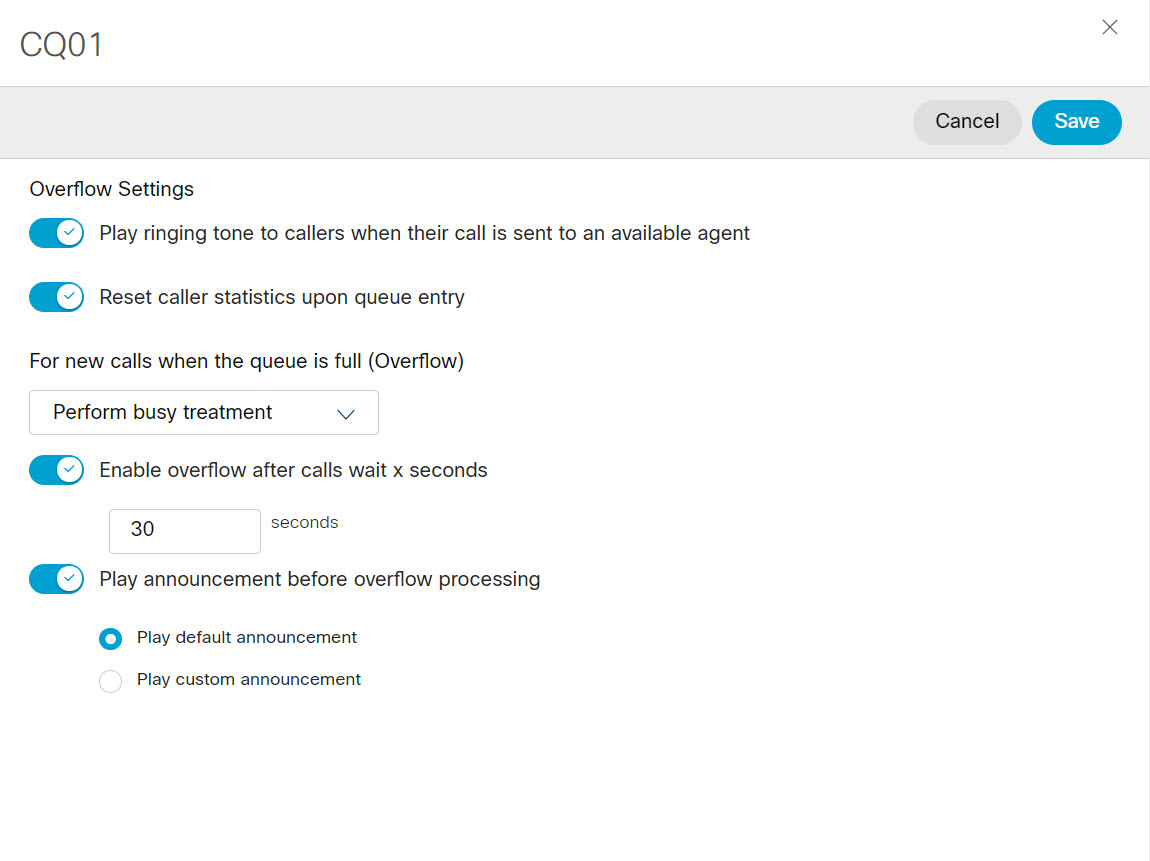 Overflow settings