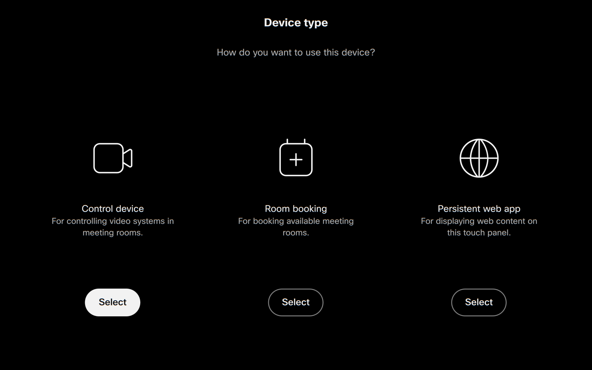 Set device type to room booking