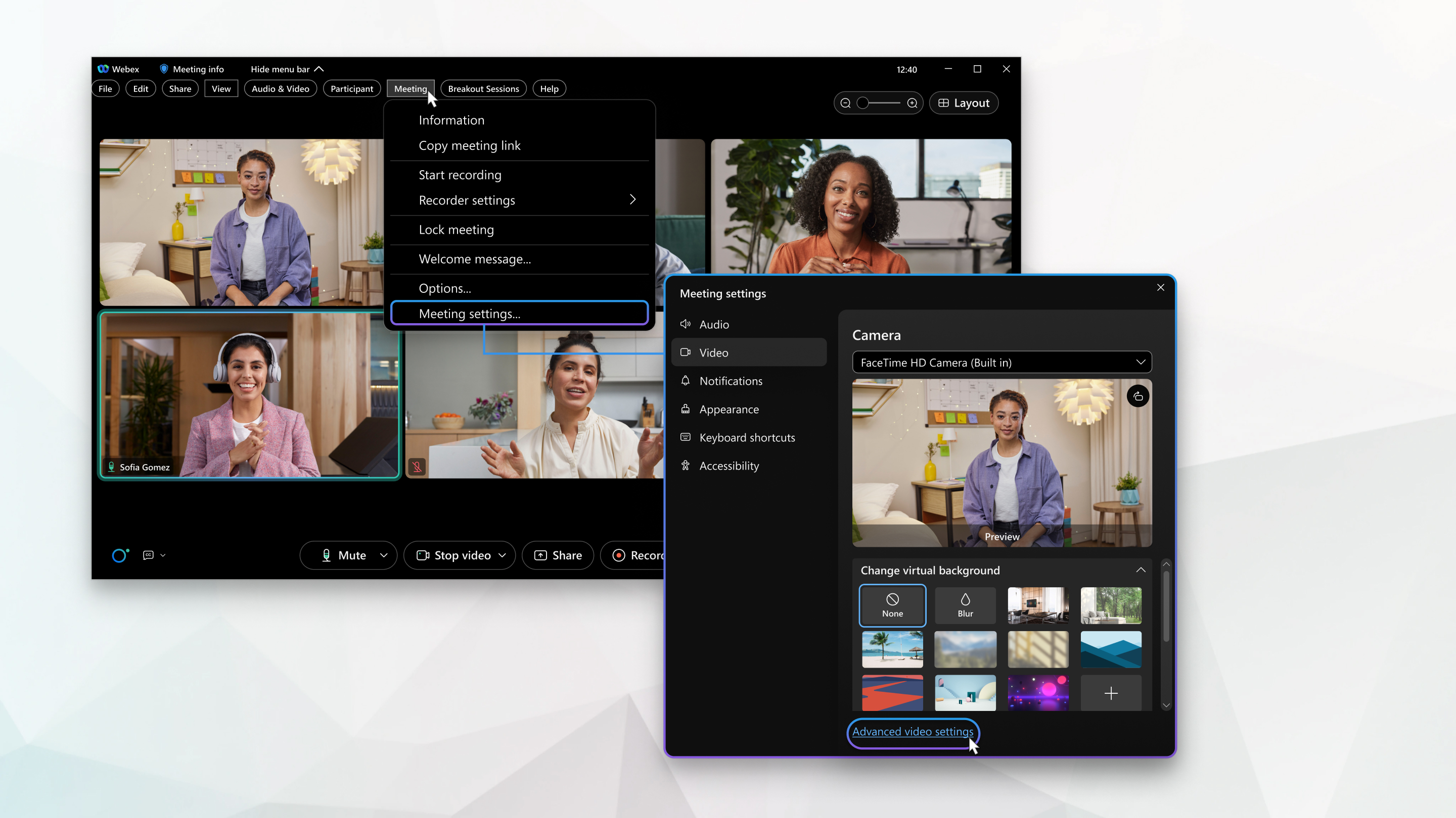 Webex App  Fit your camera video in self-view