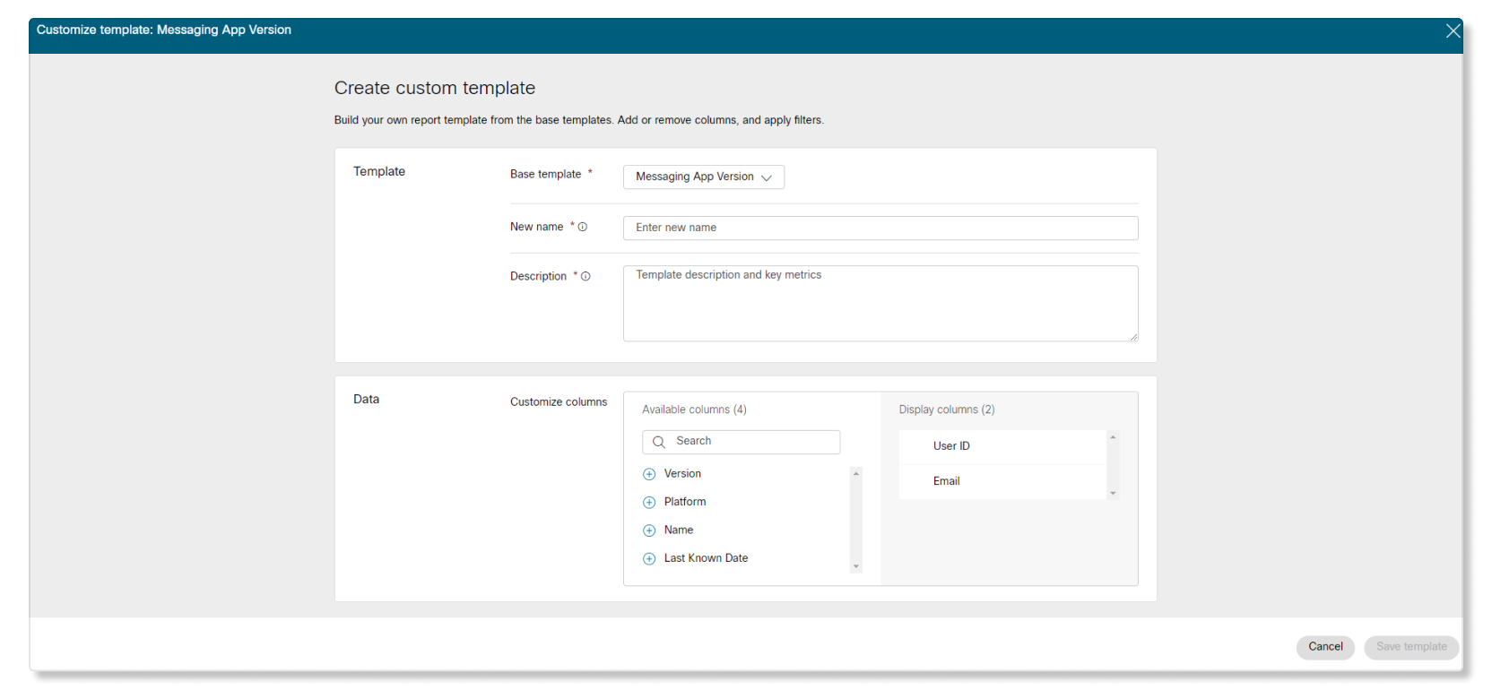 Creating a custom template screen