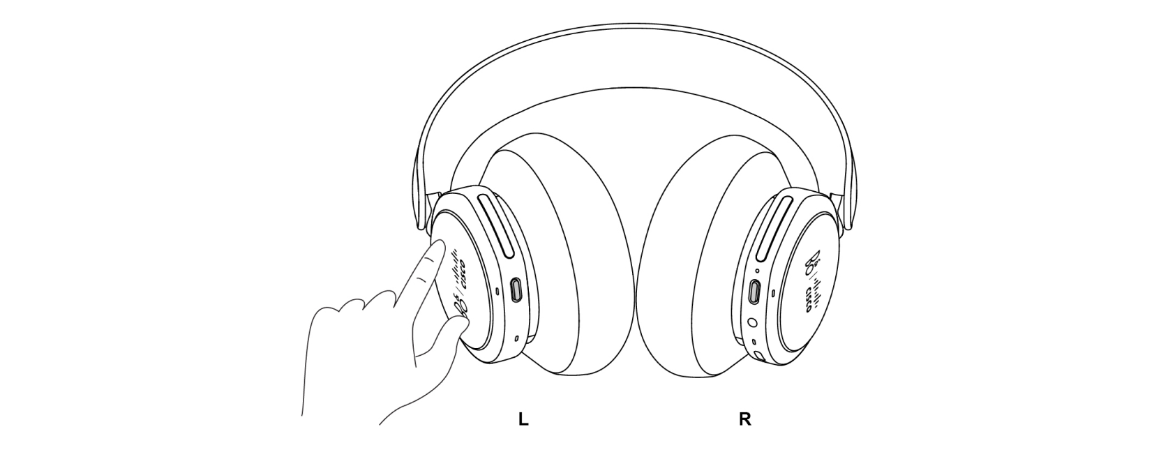 tap the side of either ear cup