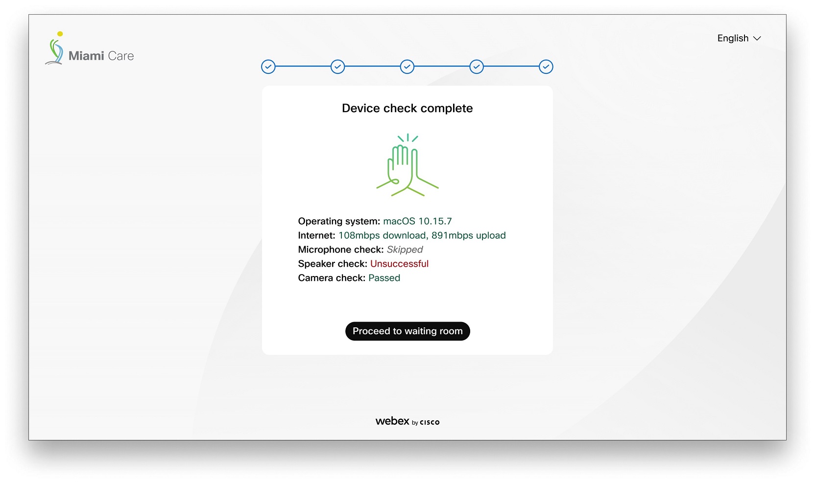 Risultato del test del supporto del dispositivo prima della consultazione