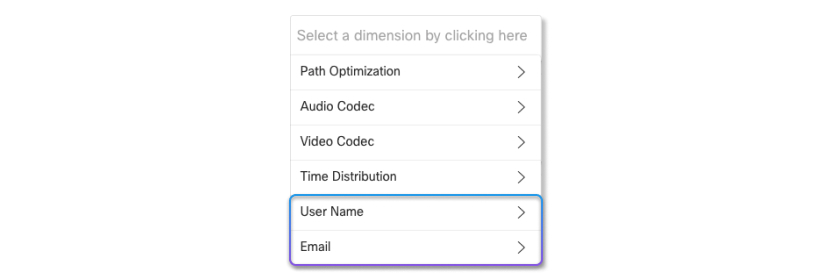 Filter by user name or email address in Calling Media Quality analytics