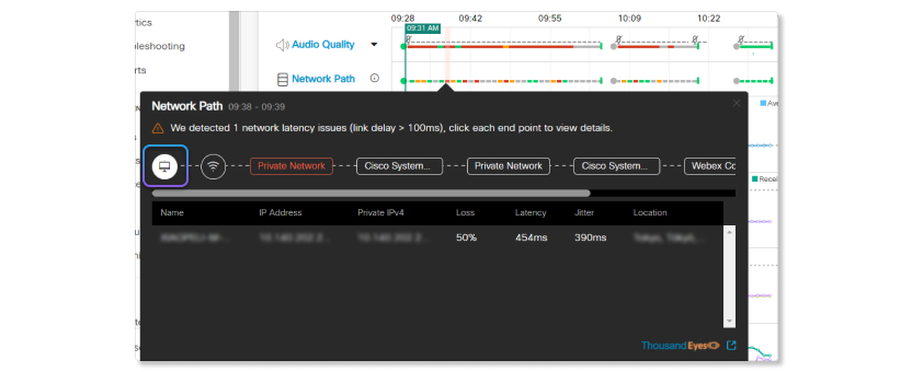 ThousandEyes in Troubleshooting user machine details