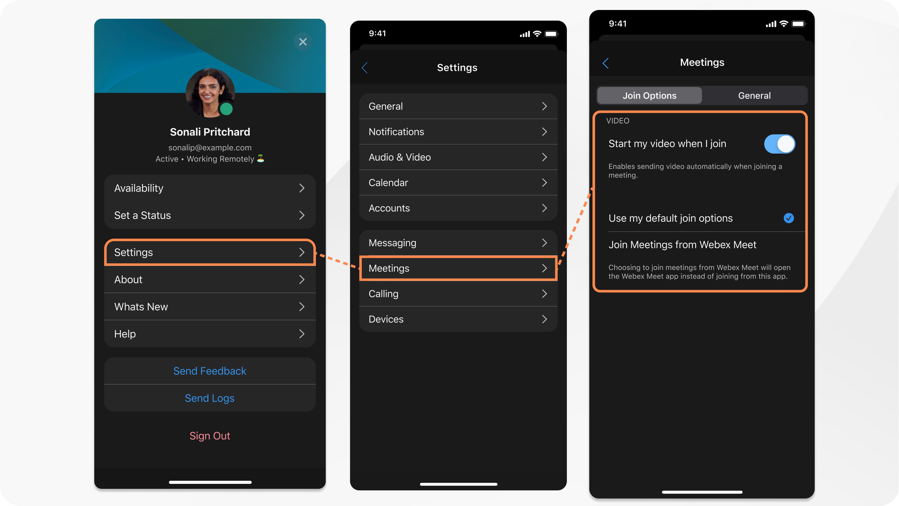 Automatically start your video when joining meetings.