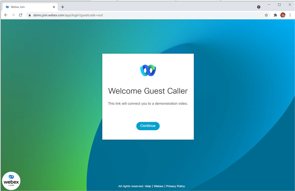 Webex Join welcome screen