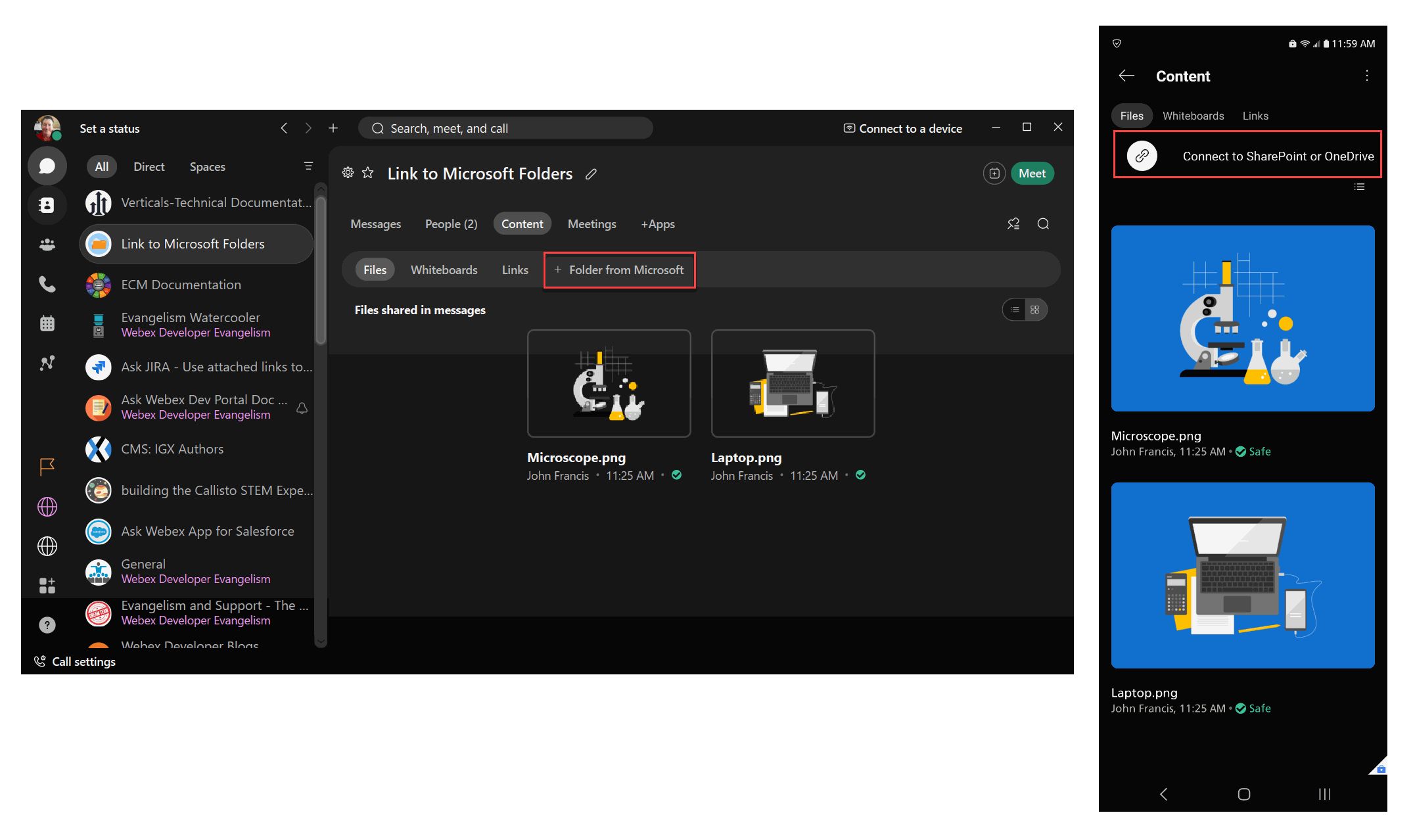 Overview image of embedded file browsers on Windows and Android.