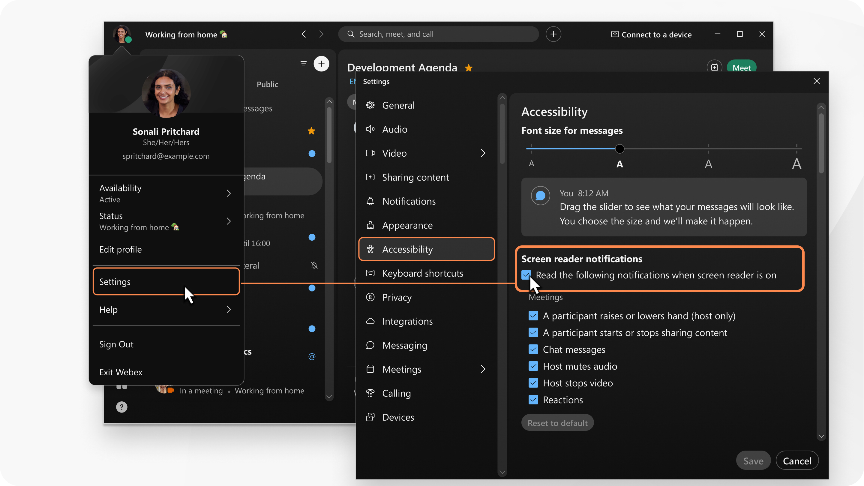 enable screen reader notifications