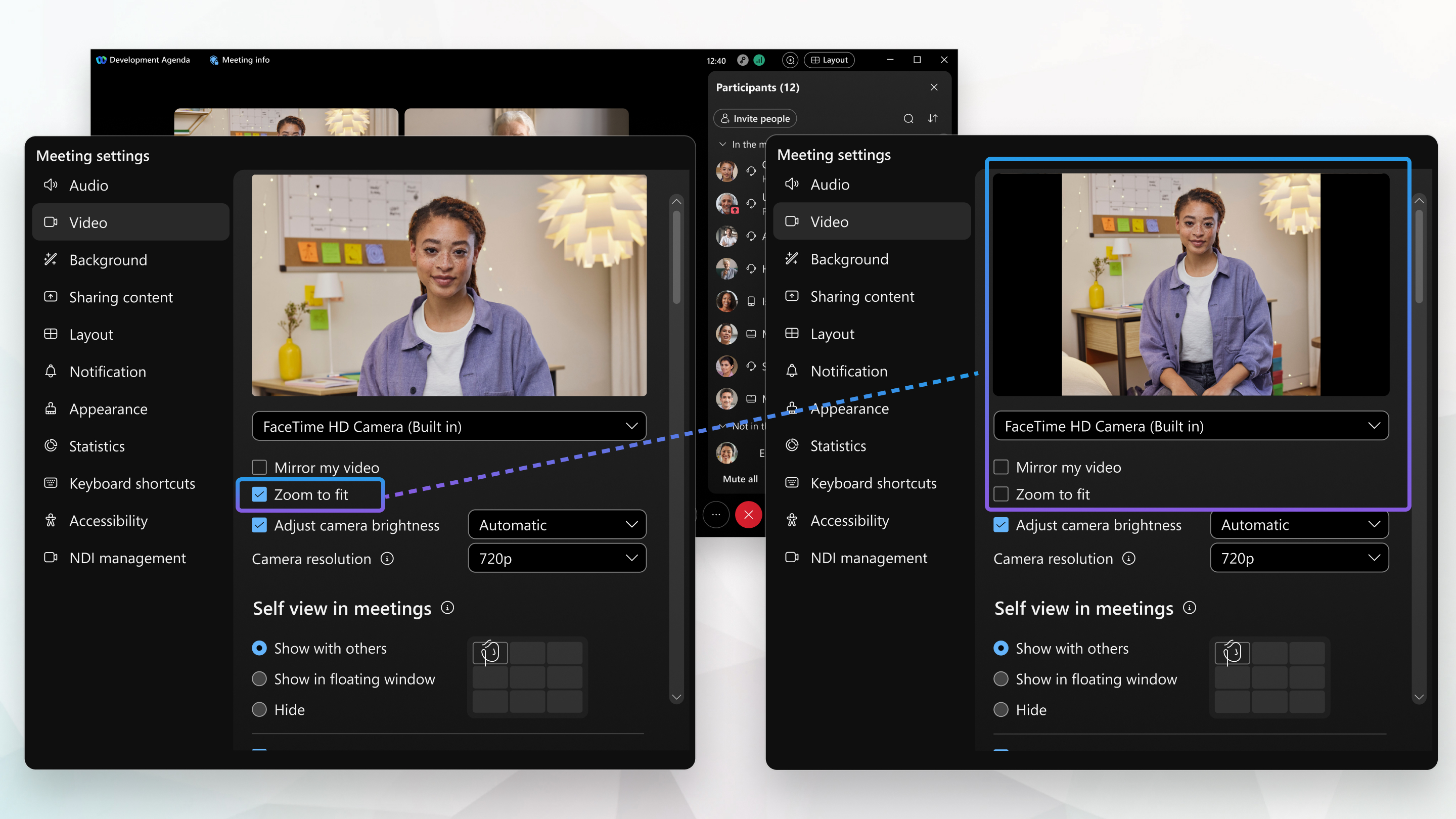 Webex App  Fit your camera video in self-view