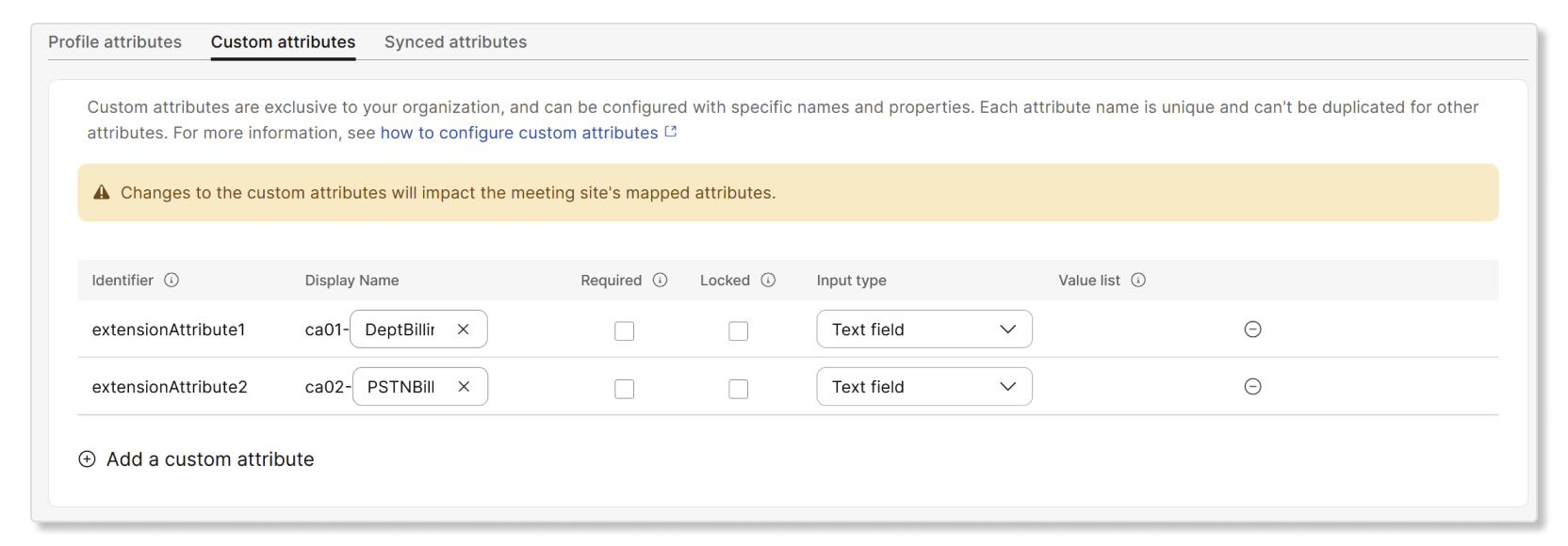 Creating custom attributes in Control Hub