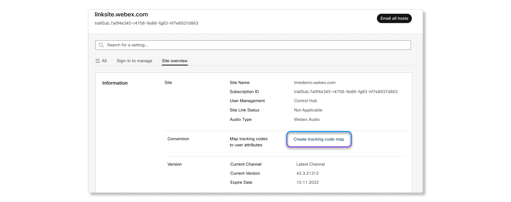 Mapping tracking codes to user attributes from a linked site.