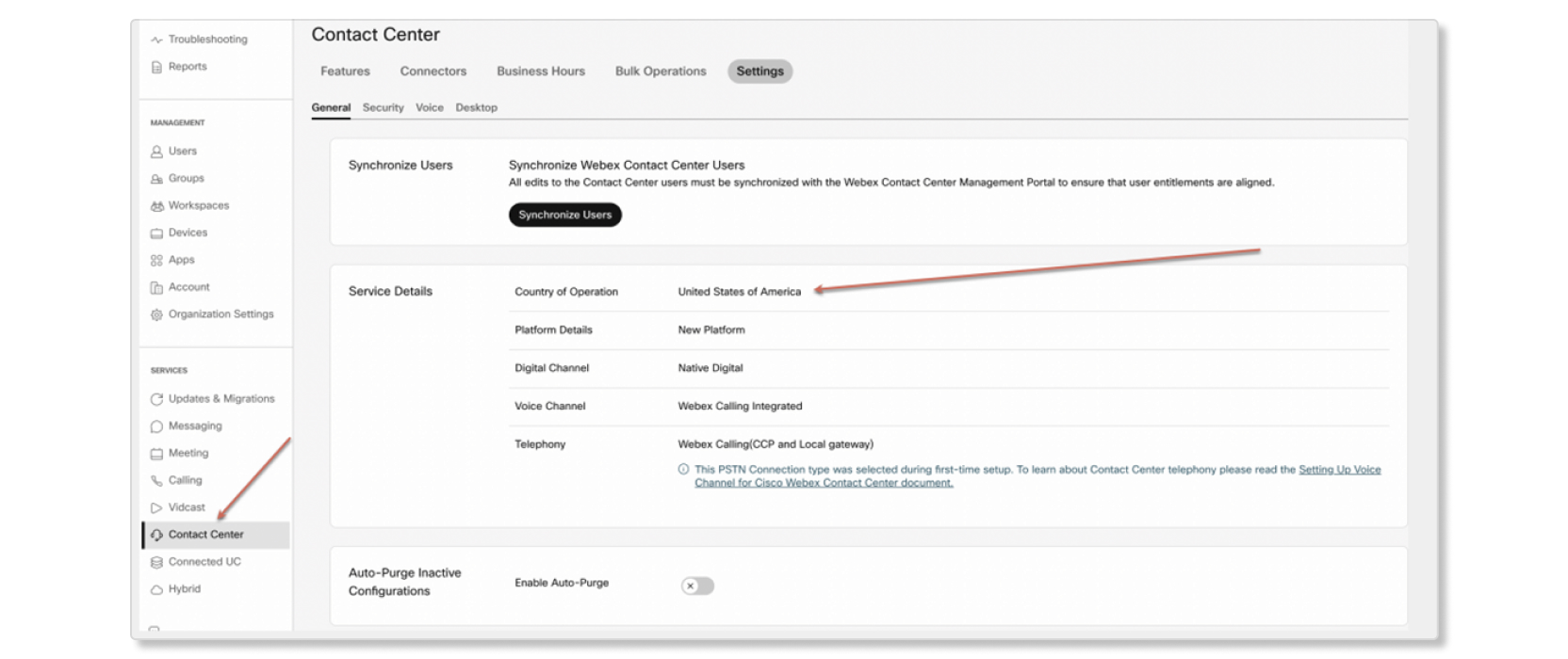 Dataopphold for Contact Center i Control Hub