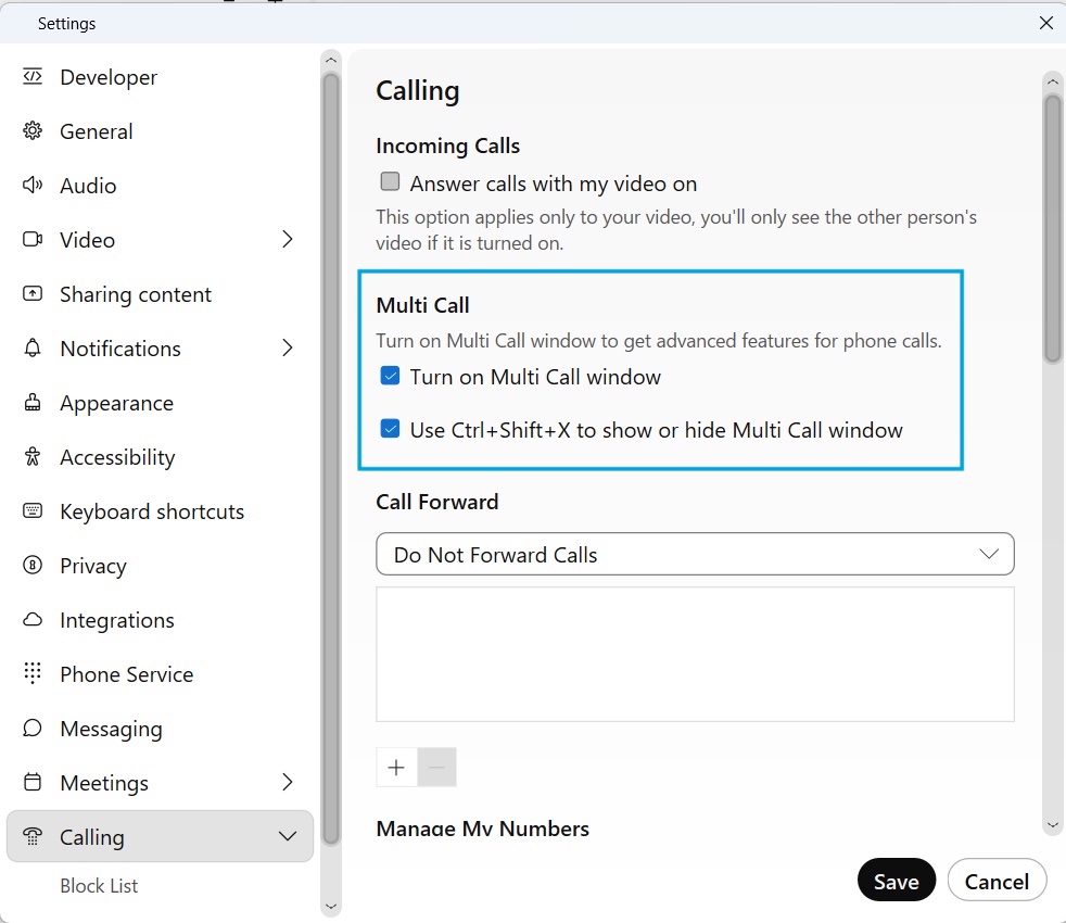 multi call window option