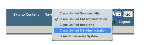 the graphic for switching to Unified OS Administration
