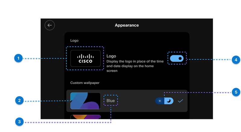 the screen of appearance settings