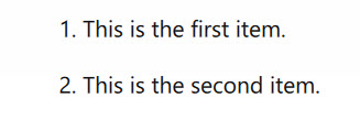 Ordered list Markdown example