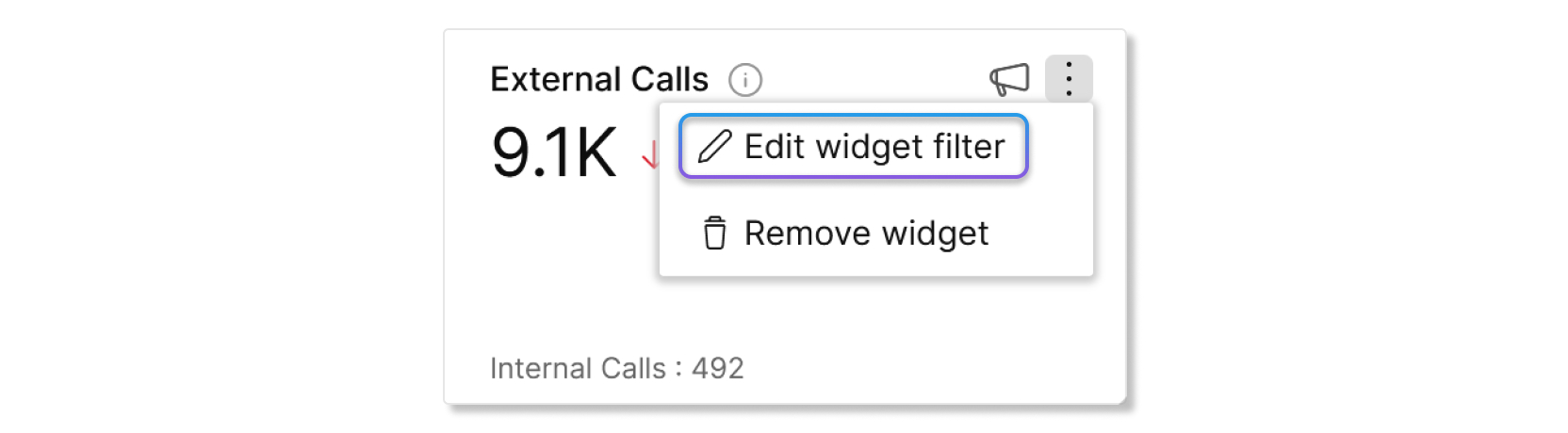 Edit widget filter button on a chart in Control Hub