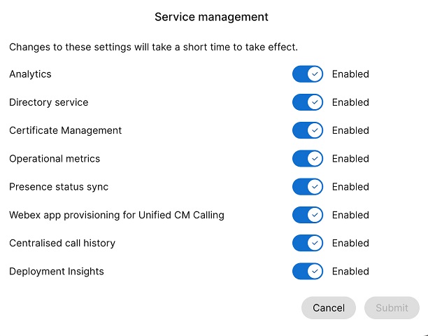 Configuring toggle buttons for Unified CM node