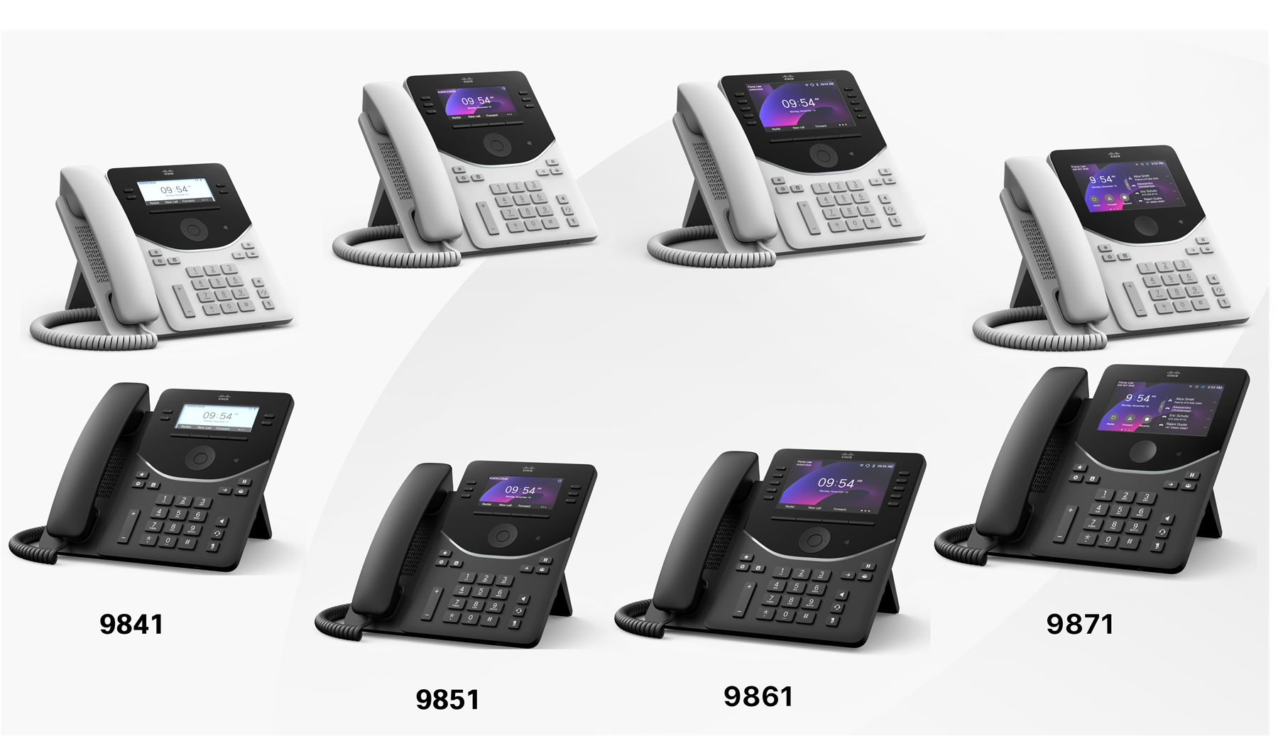 The collection of Desk Phone 9800 Series