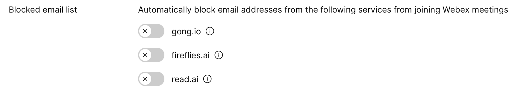 lista de correos bloqueados