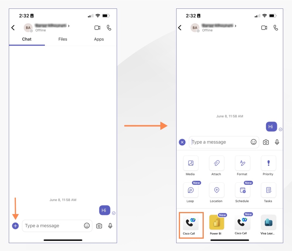 MS Teams でのメッセージング拡張機能としての Webex Calling