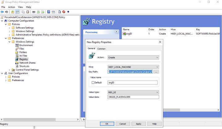 Configure org ID with registry key via group policy Chrome