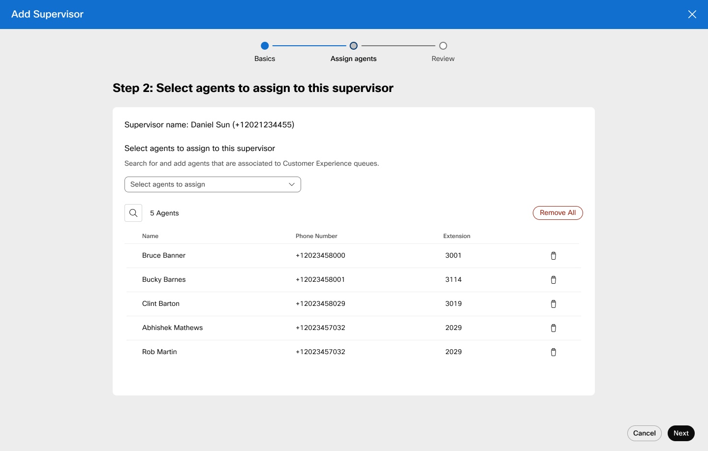 Siden for tilordning av agent for leder