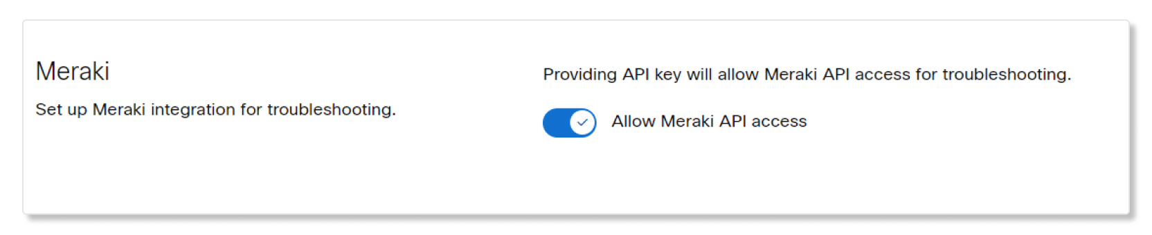 אפשר גישת API של Meraki ב-Control Hub