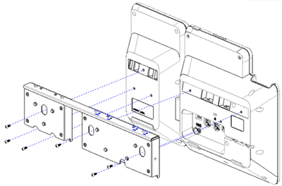 graphic for attaching the phone brackets assembly to the phone and KEM