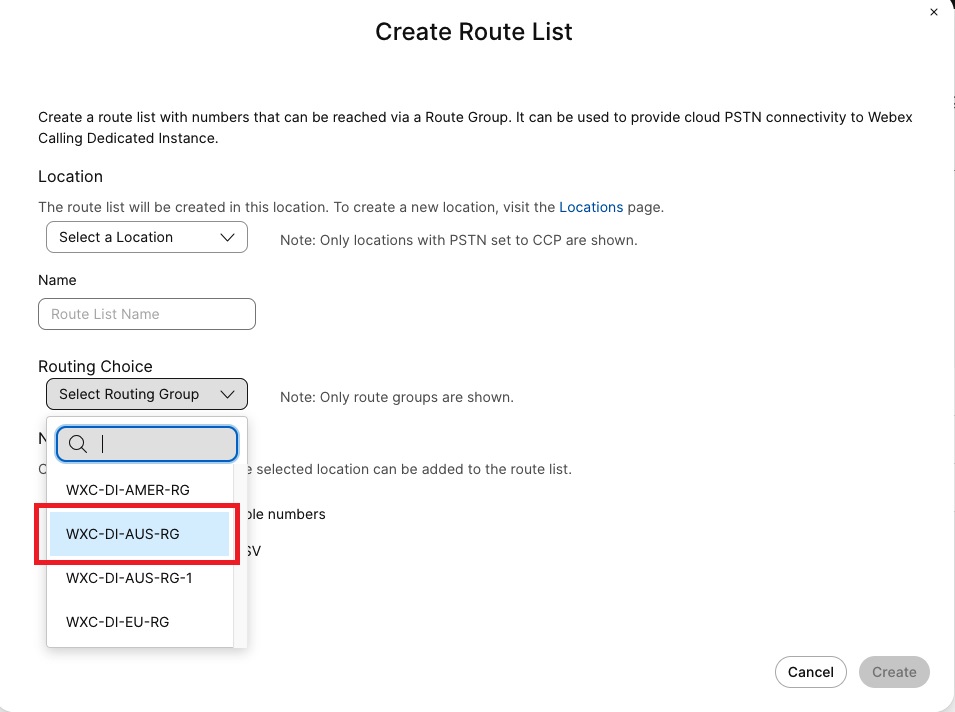 Route list