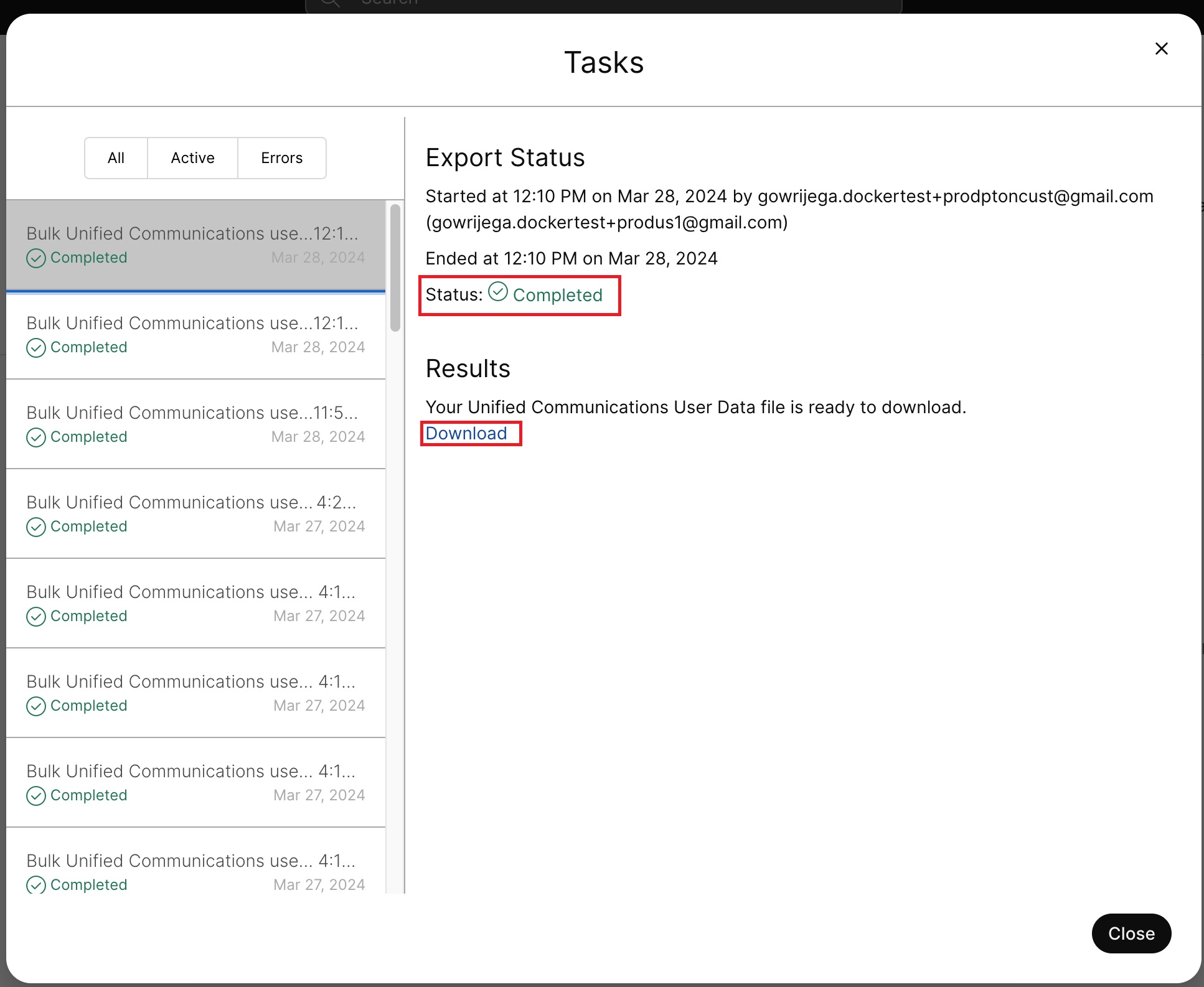 Task details window