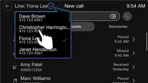 Wählen Sie eine Leitung für einen Anruf aus
